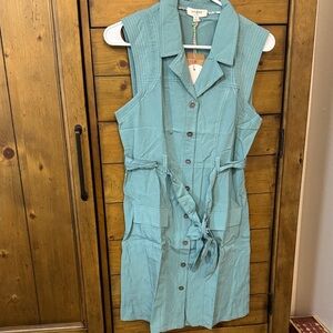 Umgee Light Aqua Button-Front Sleeveless Dress